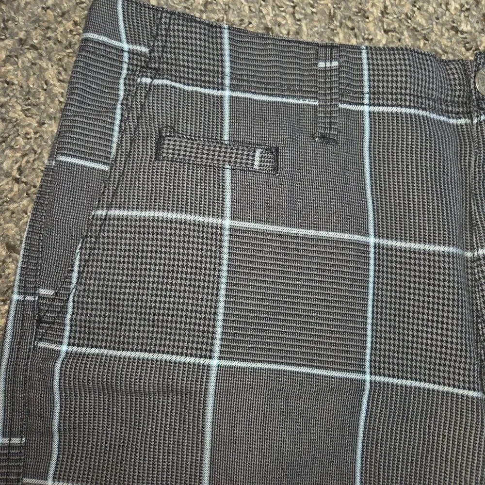 Vans Mens Grey Teal Windowpane Houndstooth Plaid Skater Walk Shorts Size 36